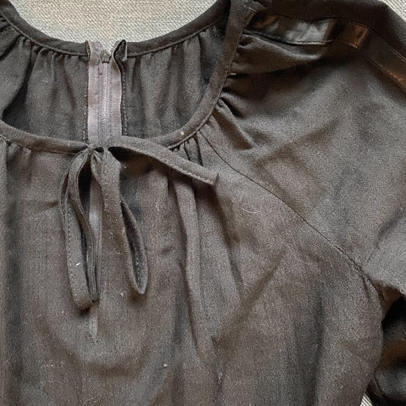 Vintage Long-Sleeve Black Linen Cottagecore Prairie Lolita Dress S - Picture 8 of 12